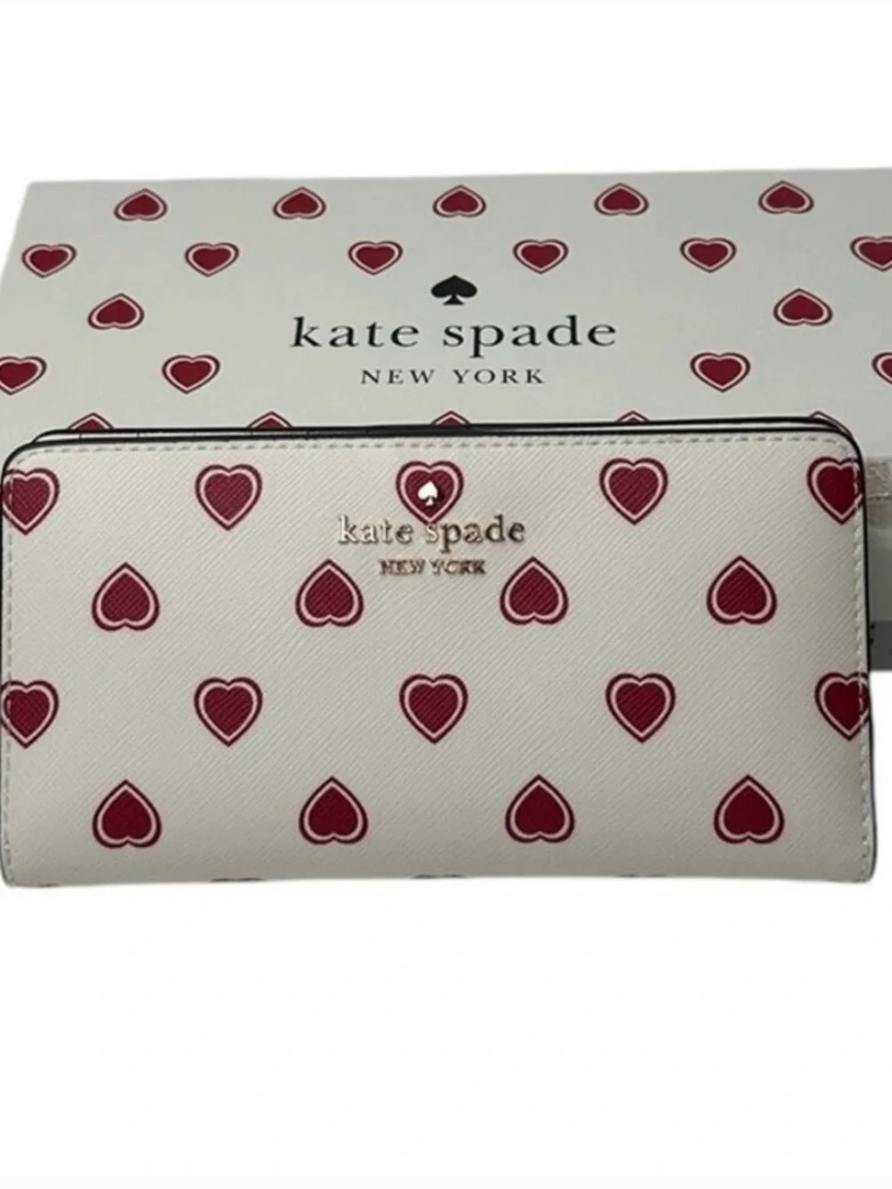 Kate Spade Madison Flap Crossbody with Heart Print with matching wallet